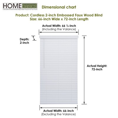 Home Basics Cordless 2-inch Embossed Faux Wood Blind Embossed White