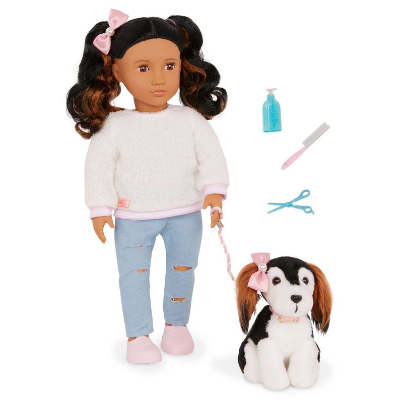 Our Generation Nastassia &#38; Angel 18&#34; Doll &#38; Pet Puppy Set, 1 of 8