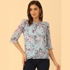 INSPIRE CHIC Women's Round Neck Ruffle 3/4 Sleeve Floral Print Chiffon Blouse - 2 of 4