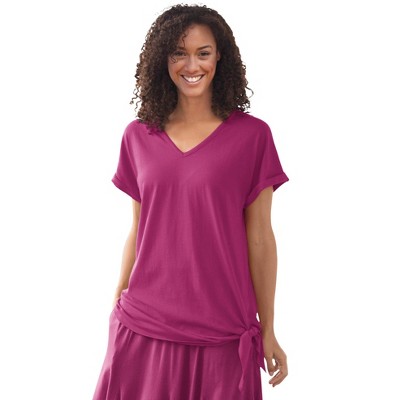 Woman Within Women's Plus Size Side Tie Knit Tee