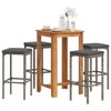 vidaXL Patio Bar Set Outdoor Garden Furniture Solid Wood Acacia and Poly Rattan - Gray 4 Piece - 2 of 4