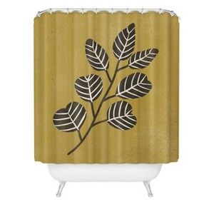 Deny Designs Eucalyptus Branch Shower Curtain Black Ombre : Microfiber, Machine Washable, Non-Slip Backing - 1 of 3