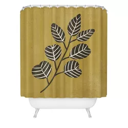 Eucalyptus Branch Shower Curtain Black Ombre - Deny Designs