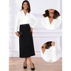 INSPIRE CHIC Women's Button Up Leotard Satin Shirt Long Sleeve Notched Lapel Business Work Bodysuit - 2 of 4