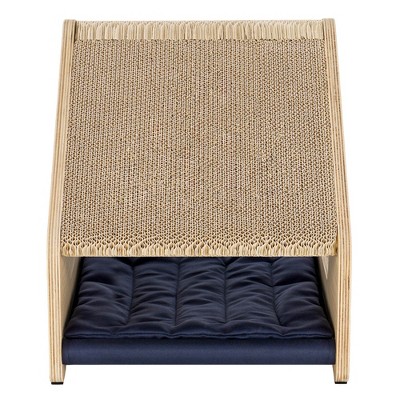 Natural Plywood and Cardboard Cat Chalet with Hammock