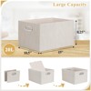 Aoibox Linen Fabric Closet Shelf Storage Bins Beige Foldable Organizers Box with Metal Handles 4 Pack 15x10.5x8.25 Inch - 3 of 4