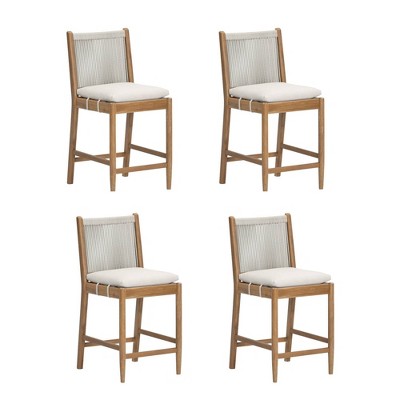 Nathan James Set of 4 Kayden Outdoor Bar Stool Light Gray