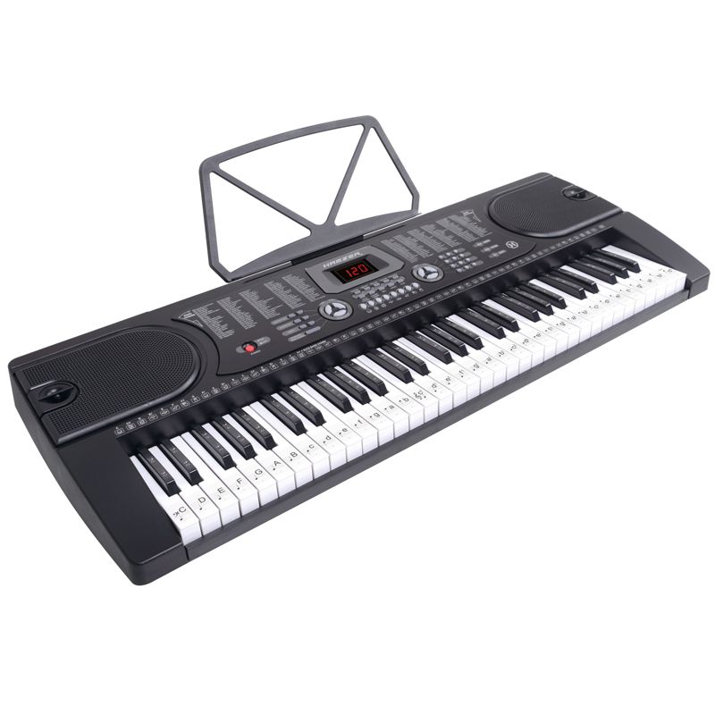 Hamzer 61-Key Electronic Piano Keyboard with Stand, Microphone, and Keynote Stickers, 3 of 8
