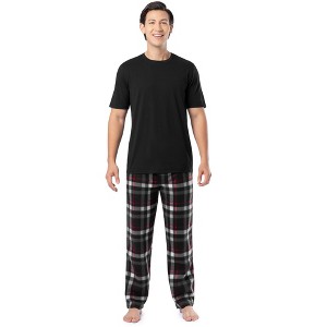 Fruit of the Loom Men’s Fleece Sleep Pant Set, 2-Piece Shirt and Pants - 1 of 4