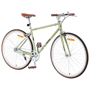 NAYSAYE Bicycles Single Speed Retro Style 700C Road Bike Steel Frame for Men and Women for City Rides, Light Green, 64.97"*24.41"*38.52" - 1 of 4