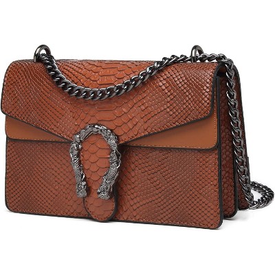 Crossbody Bags for Women - Snake Printed Clutch Purses Leather Chain Shoulder Bags Evening Handbags