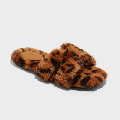 Women's Sage Slippers - A New Day™ Leopard Brown 8