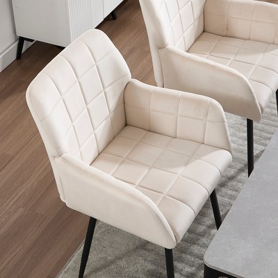 Racxily Dining Chairs, Velvet Upholstered Kitchen Chairs with Comfortable Seat, Modern Accent Armchair for Dining Room, Kitchen, Living Room