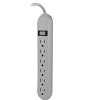 Cordinate 6 Outlet Grounded Power Strip with 3' Braided Cord White/Gray - 2 of 4