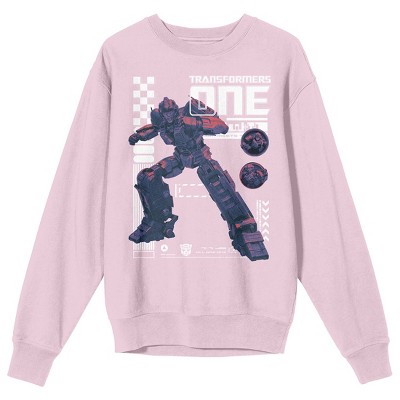 Transformers One Optimus Prime Strike Pose Adult Cradle Pink Crew Neck 