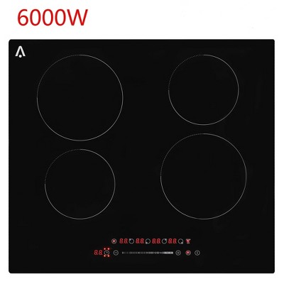 23" Built-in Electric Cooktop 6000W Ceramic Glass Radiant Stovetop 4 Burners
