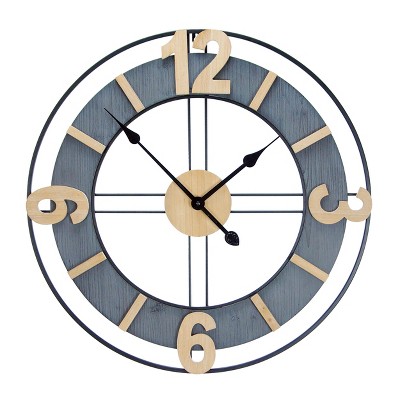 VIP Metal 23.5 in. Gray Transitional Wall Clock