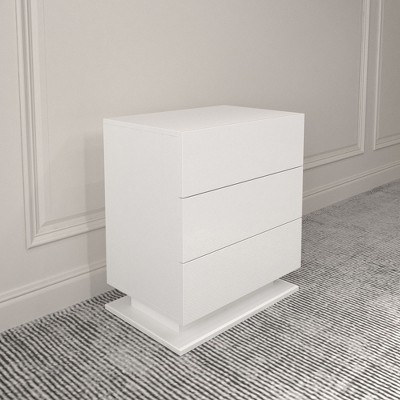 NicBex Nightstand with Adjustable LED Light,Side Table with Solid Wood Frame and 3 Drawers,Bedside Table for Bedroom,Living Room,White/Black