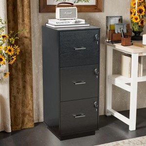 Karl Home 3-Drawer Black MDF 15.35in. W Vertical File Cabinet - 1 of 4