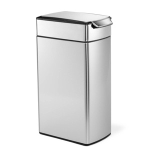 simplehuman 40L Slim Touch Bar Kitchen Trash Can Stainless Steel: 10.6 Gallon Indoor Garbage Can, Silver, Spot Clean - 1 of 4