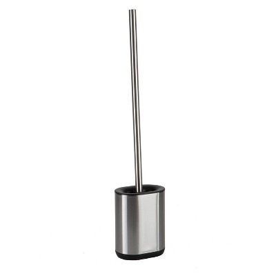 Stainless Steel and Black Soft Bristle Toilet Brush with Holder