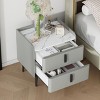 INFURNIC Nightstands 2-Drawer Nightstand with Marble-Pattern Tabletop Scratch Resistant Legs for Bedroom, Grey, 19.88"*15.94"*20.16" - 3 of 4