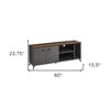 HomeRoots 60" Brown And Gray Distressed Reclaimed Wood Enclosed and Open Storage TV Stand - 3 of 4