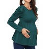Maternity Shirts Women's Puff Long Sleeve Crew Neck Pleated Layering Flowy Ruffled Tops Summer Spring Casual Pregnancy Tops - 4 of 4