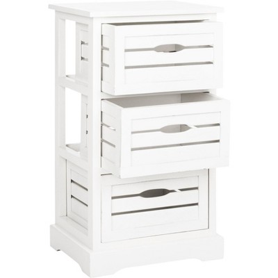 Samara Distressed Cream Pine Wood 3-Drawer Night Table
