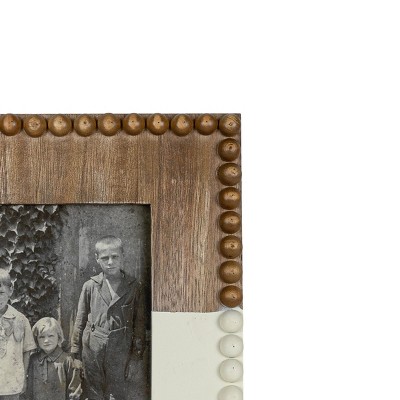 White and Natural Beaded 5x7 Wood Picture Frame