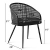 Set of 4 Rattan Dining Chairs, Upholstered Armchairs with Bouclé Fabric, Metal Legs, and Mesh Cane Back for Kitchen & Dining Room-Maison Boucle - 3 of 4