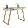 Breighton Home Oslo Sundance Desk White: Mid-Century Modern, Glass Surface, MDF Frame, Open Shelf - 3 of 4