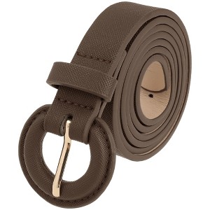 INSPIRE CHIC Womens 0.8" Width Textured Fashion Causal Faux Leather with Round Buckle Belts 1Pc - 1 of 4