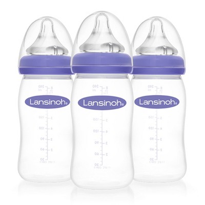 Lansinoh Baby Bottles For Breastfeeding Babies With 3 Medium Flow Nipples  (size 3m) - 8oz/3ct : Target