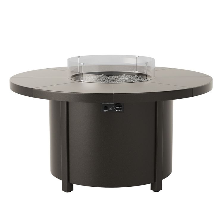 ALAULM 5 Piece Metal Outdoor Patio Furniture Set with Round Fire Pit ...