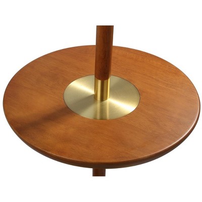 Brown and Brass Mid-Century Modern Floor Lamp with Table