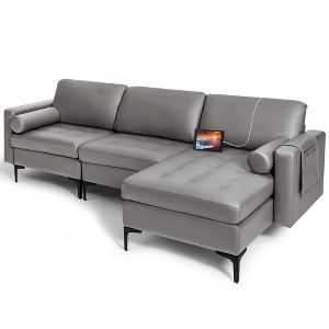 Costway Modular Extra-Large 4 Seat Sectional Sofa with Reversible Chaise & 2 USB  Ports - 1 of 4