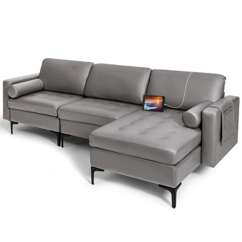 Costway Modular Extra-Large 4 Seat Sectional Sofa with Reversible Chaise & 2 USB  Ports, 1 of 11