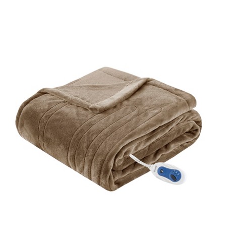 Beautyrest - Heated Plush Blanket - Grey - Twin