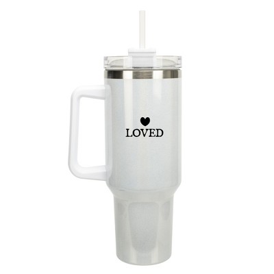 100 North Loved Heart Thinking of You Always Wrap-Around 40 Oz. Stainless Steel Water Bottle Coffee Mug, Spill & Leak Resistant, Travel Tumbler with