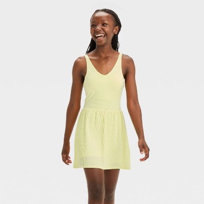 Girls' Pleated Active Dress - All In Motion™ Lemon Yellow L : Target