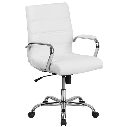 Emma And Oliver Mid-back White Leathersoft Ribbed Executive Swivel Office  Chair - Desk Chair : Target