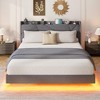 Floating Upholstered Platform Bed Frame with Lights & Charging Station – No Box Spring Needed - 2 of 4