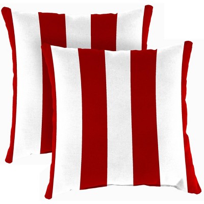 Set of 2 16" x 16" Outdoor Throw Pillows Candy Apple/White - Jordan Manufacturing