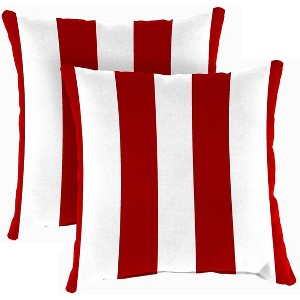 Set of 2 16" x 16" Outdoor Throw Pillows Candy Apple/White - Jordan Manufacturing - 1 of 4