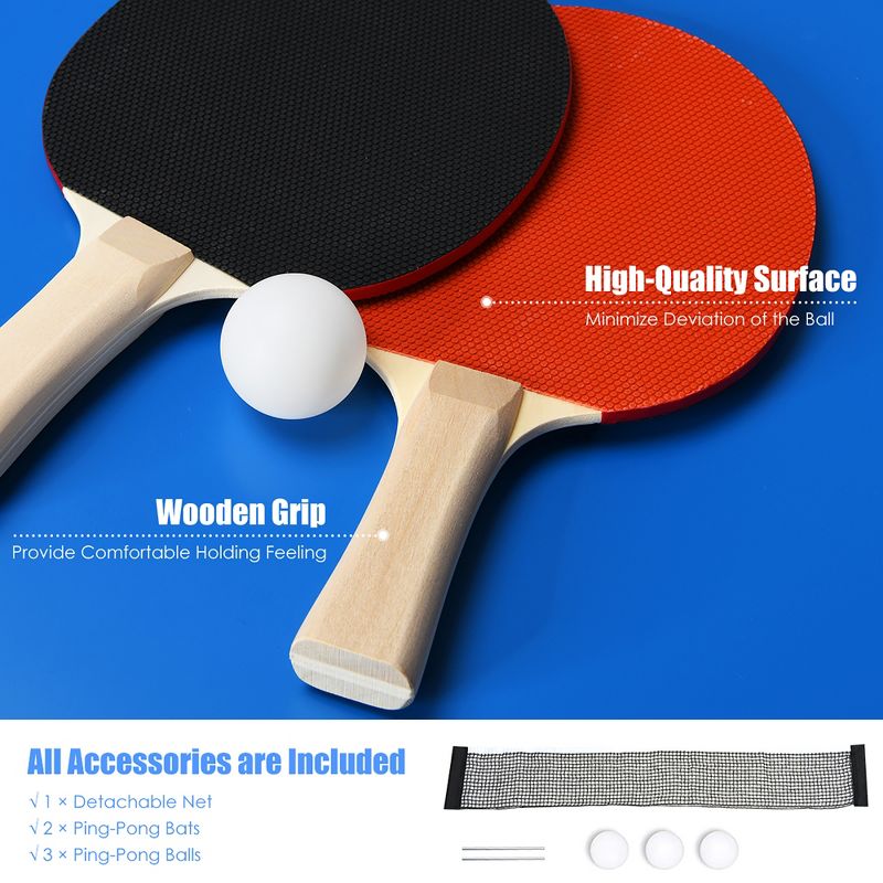 Costway 6’x3’ Portable Tennis Ping Pong Folding Table w/Accessories Indoor Outdoor Game, 5 of 10