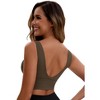 INSPIRE CHIC Women's V Back Wide Straps Full Coverage Sports Bras Longline Workout Padded Tank Top - 2 of 4