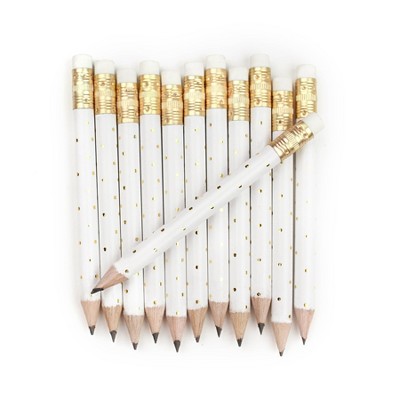 12pk Mini Pencils Polka Dots Foil Gold