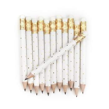 Gold Heart Full Length Pencils - White