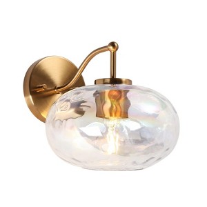 LNC Chrysaorican 1-Lights 8"Luxury and  Glam Armed Wall Lights, Gold with Iridescent Globe Glass - 1 of 4